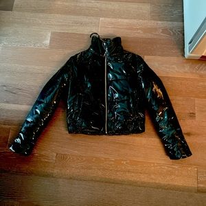 Daisy black laquer shiny moto jacket